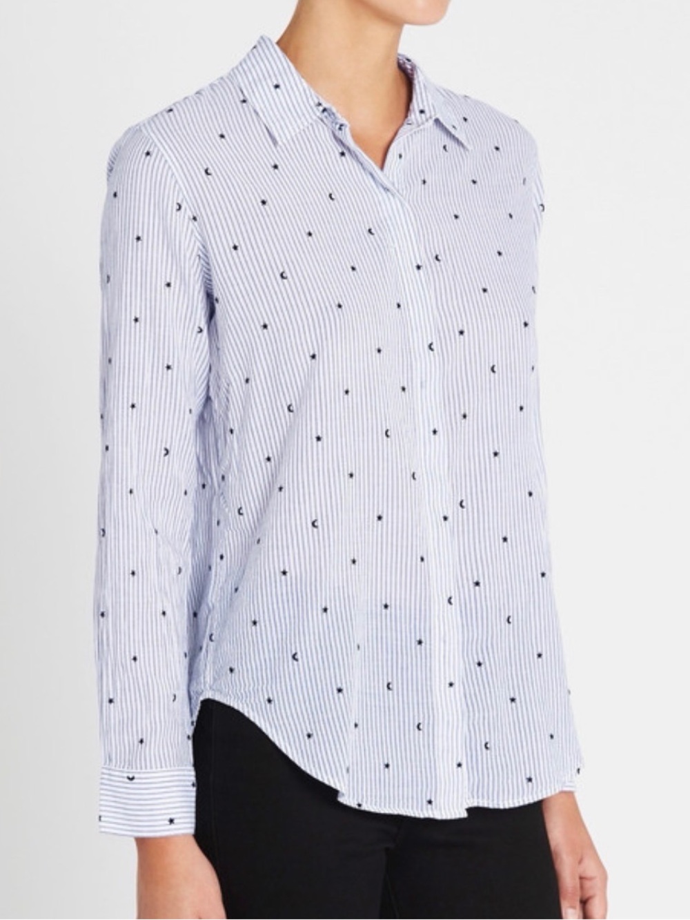 Rails Taylor Flocked Moons & Stars Striped Button Front Shirt Size S